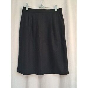 Sag Harbor Pure New Wool Knee Length Pencil Skirt Pockets Lined Black Size 12